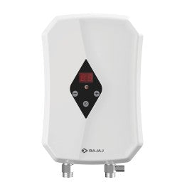 Bajaj 5.5Kw Tankless Instant Water Geyser Slim Digital Temperature Geyser, White Perfect Solution For Kitchen Hot Water Need Continuous Hot Water 2 Years Warranty