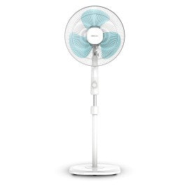 Bajaj Armor Series Fuzion 400mm Pedestal Fan for Home Dura Breeze Pro Technology 3 Years Comprehensive Warranty Surge Protection 100% Copper Motor High Air Delivery - White BlueTint