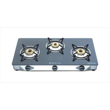 Bajaj CGX3 3-Burner Open Stainless Steel Glass Gas Stove