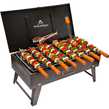 Qualiroast Large Portable Charcoal Barbeque Grill Set with Accessories