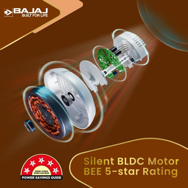 Bajaj Arioso Luxe 48 BLDC Ceiling Fan - BEE 5-Star Rated, Aerodynamic Blades, RF Remote, 2-Year Warranty (White & Silver) 