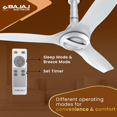 Bajaj Arioso Luxe 48 BLDC Ceiling Fan - BEE 5-Star Rated, Aerodynamic Blades, RF Remote, 2-Year Warranty (White & Silver) 