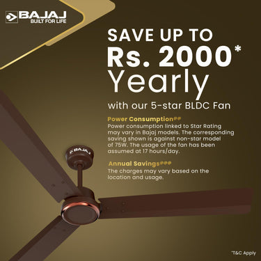 Bajaj Classico Sleek Plus 1200mm BLDC Ceiling Fan – 5-Star Rated, RF Remote, 2-Yr Warranty (Red Walnut)