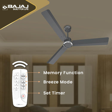 Bajaj Classico Sleek Plus 1200mm BLDC Ceiling Fan - BEE 5-Star Rated, RF Remote, 2-Yr Warranty – Coal Grey