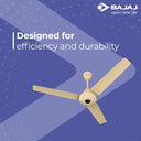 Bajaj Energos 26 1200 mm 5-Star BLDC Ceiling Fan with Remote, 3-Blade (Base Ivory, Pack of 1)