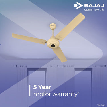 Bajaj Energos 26 1200 mm 5-Star BLDC Ceiling Fan with Remote, 3-Blade (Base Ivory, Pack of 1)