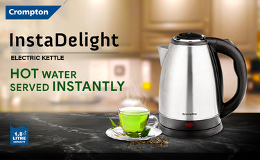 Crompton Insta Delight 1.8L SS Electric Kettle 1500W Silver Grey