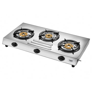 Maharaja Whiteline Aventus 3 Burner Gas Stove - Stainless Steel, Silver






