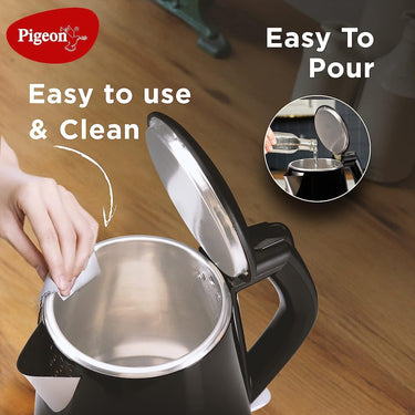 Pigeon Spark 1.2L Double-Walled Kettle - Stainless Steel Interior, Cool Touch, Keep Warm Feature (Black, 1500W)