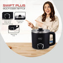 Pigeon Swift Multi-Cook Kettle 1.5L with Egg Rack, Auto Shut-off, Glass Lid – Black