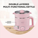 Pigeon Swift Multi-Cook Kettle 1.5L, Egg Rack - Pink Double Layered Food Grade Stainless Steel