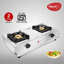 Pigeon by Stovekraft Favourite Maxima Stainless Steel 2 Burner Gas Stove, Manual Ignition, standard (Silver)