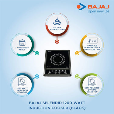 bajaj splendid 1200w induction cooktop black 